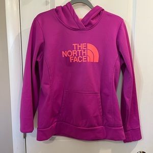 The North Face Hoodie Pullover Sz M Fuchsia/Orange Kangaroo Pocket Half Dome